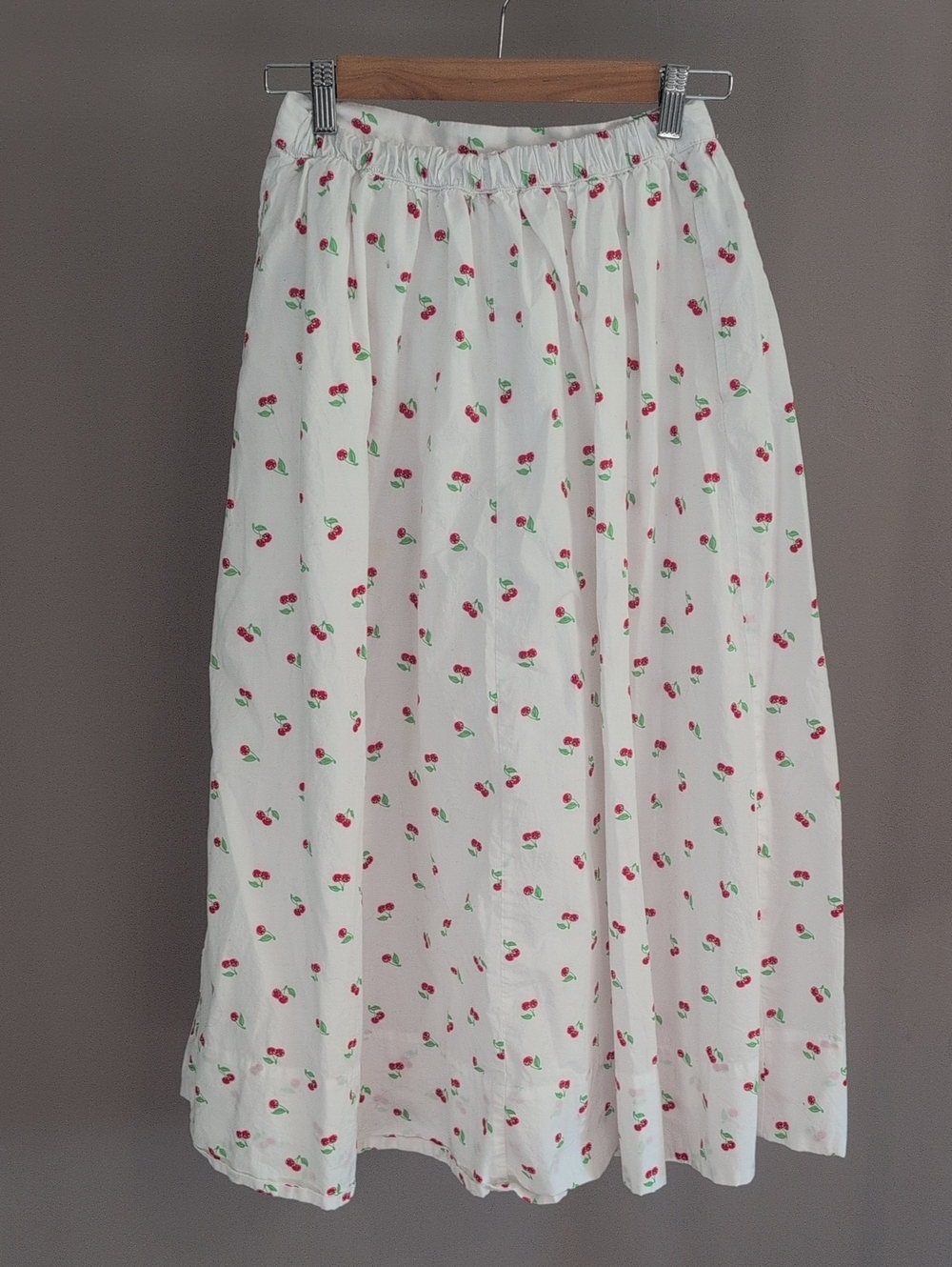 Aerie Cherry Print 100% Cotton Long Midi Maxi Length Skirt - Picture 3 of 12